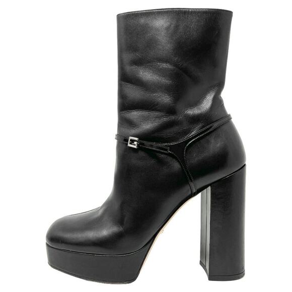 Gucci Black Leather Platform Block Mid Calf Boots- Size 41 - Picture 1 of 10